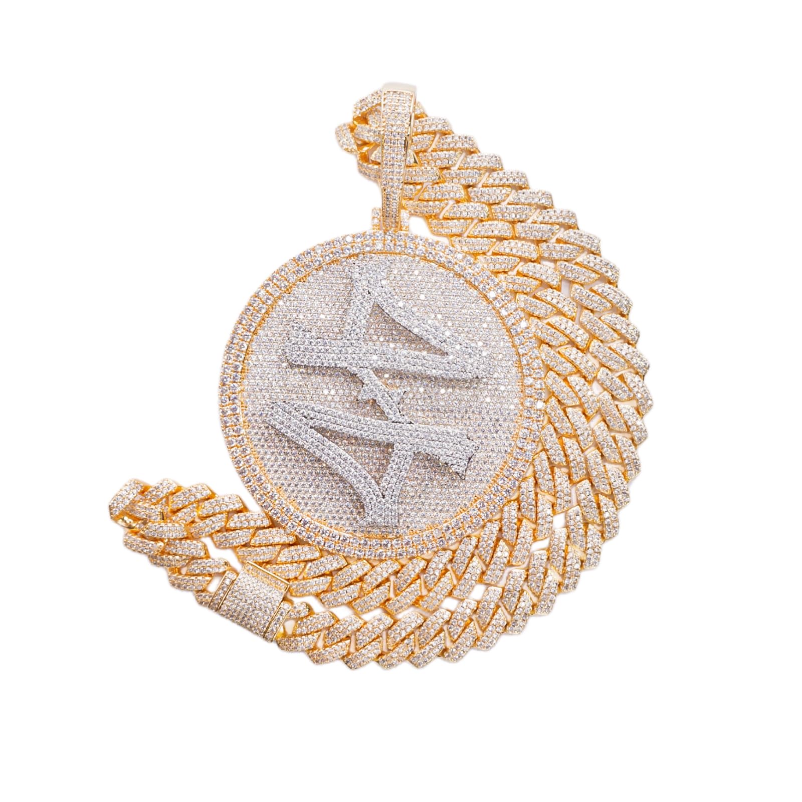 ICE DIAMOND 14K 44 Rotating Pendant with 14mm Cuban Link Chain - SirNeely Gear New York #