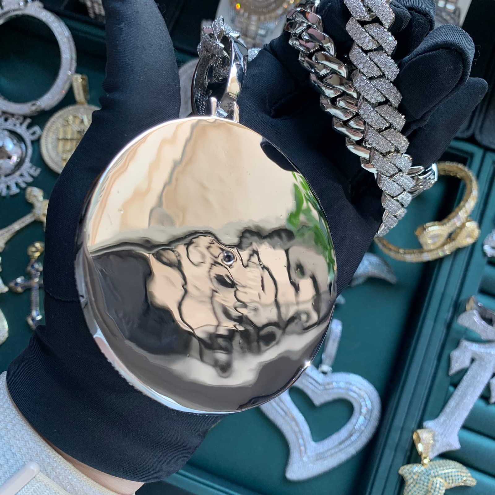 ICE DIAMOND 14K 44 Rotating Pendant with 14mm Cuban Link Chain - SirNeely Gear New York #