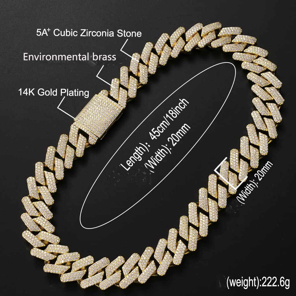 20mm Hip Hop Mens Iced Out Cuban Link Chain - SirNeely Gear New York #