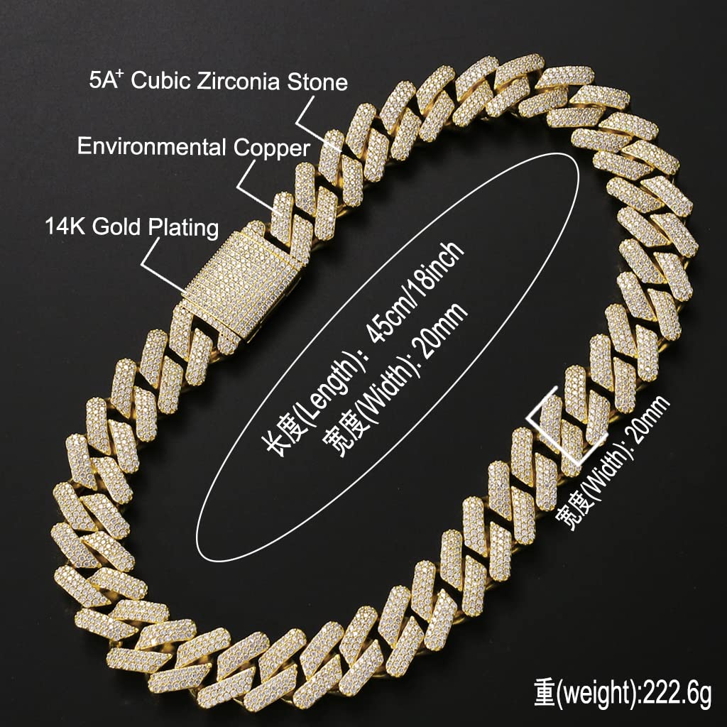 20mm Hip Hop Mens Iced Out Cuban Link Chain - SirNeely Gear New York #