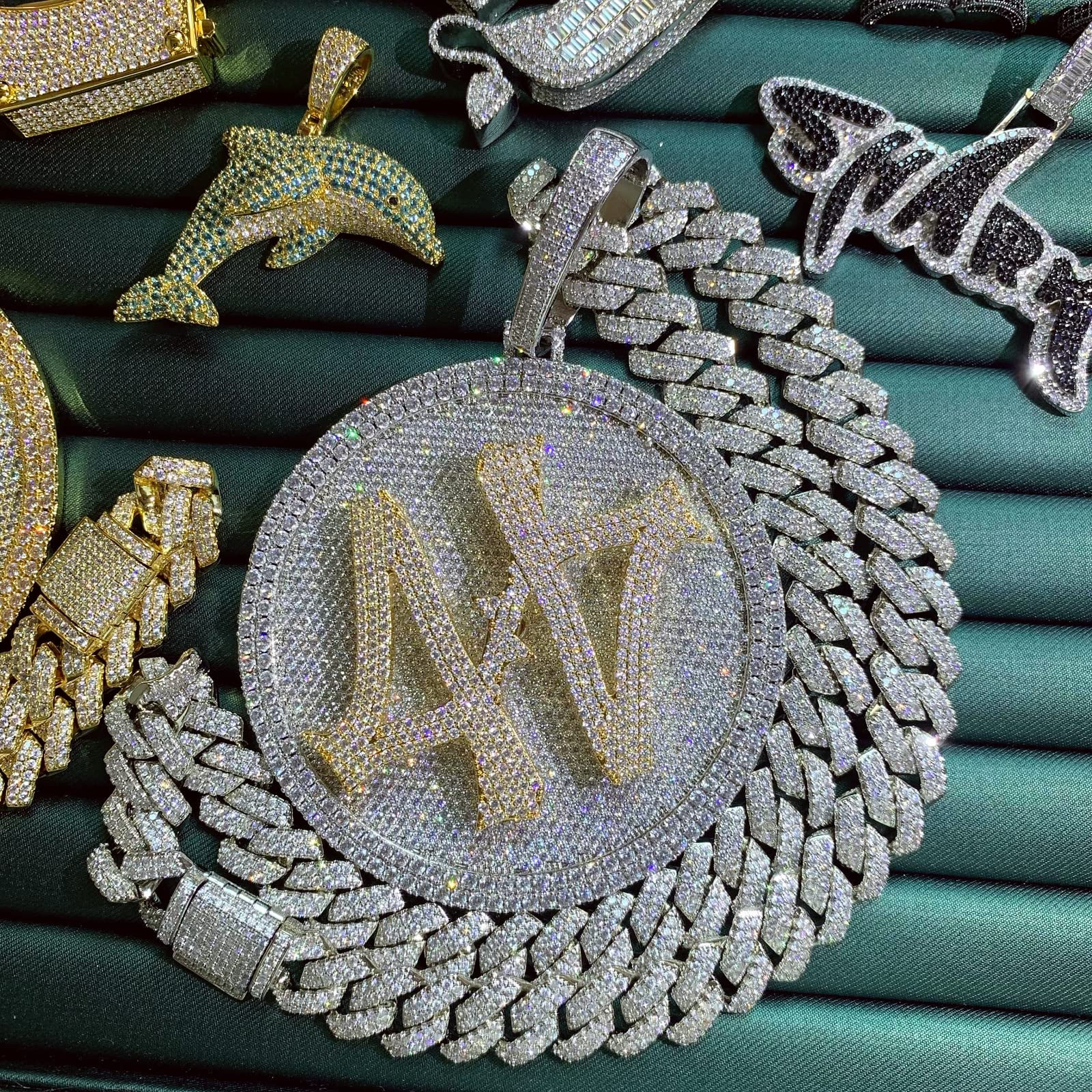 ICE DIAMOND 14K 44 Rotating Pendant with 14mm Cuban Link Chain - SirNeely Gear New York #