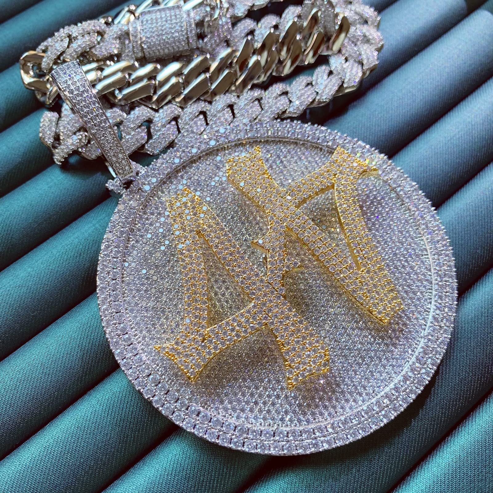 ICE DIAMOND 14K 44 Rotating Pendant with 14mm Cuban Link Chain - SirNeely Gear New York #