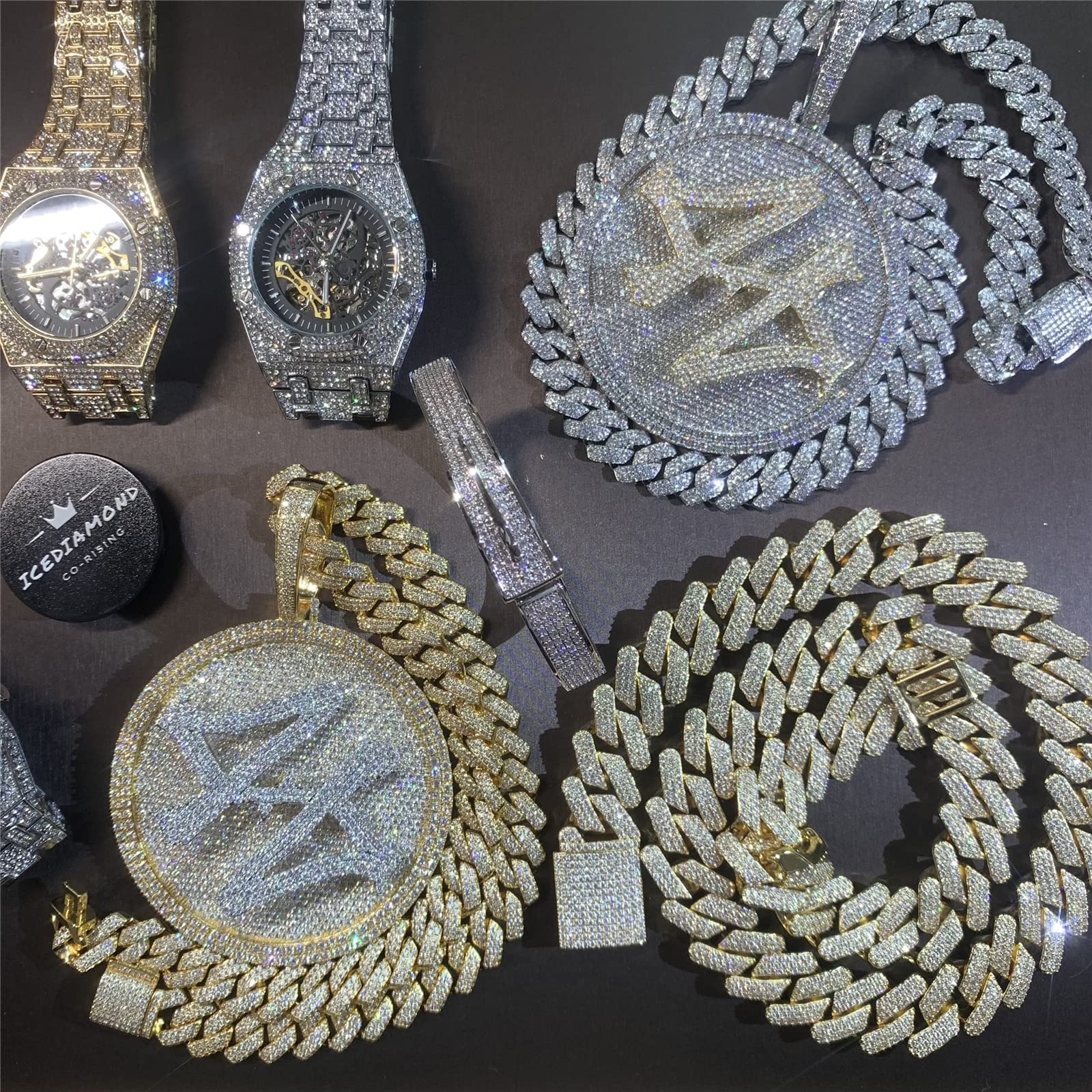 ICE DIAMOND 14K 44 Rotating Pendant with 14mm Cuban Link Chain - SirNeely Gear New York #