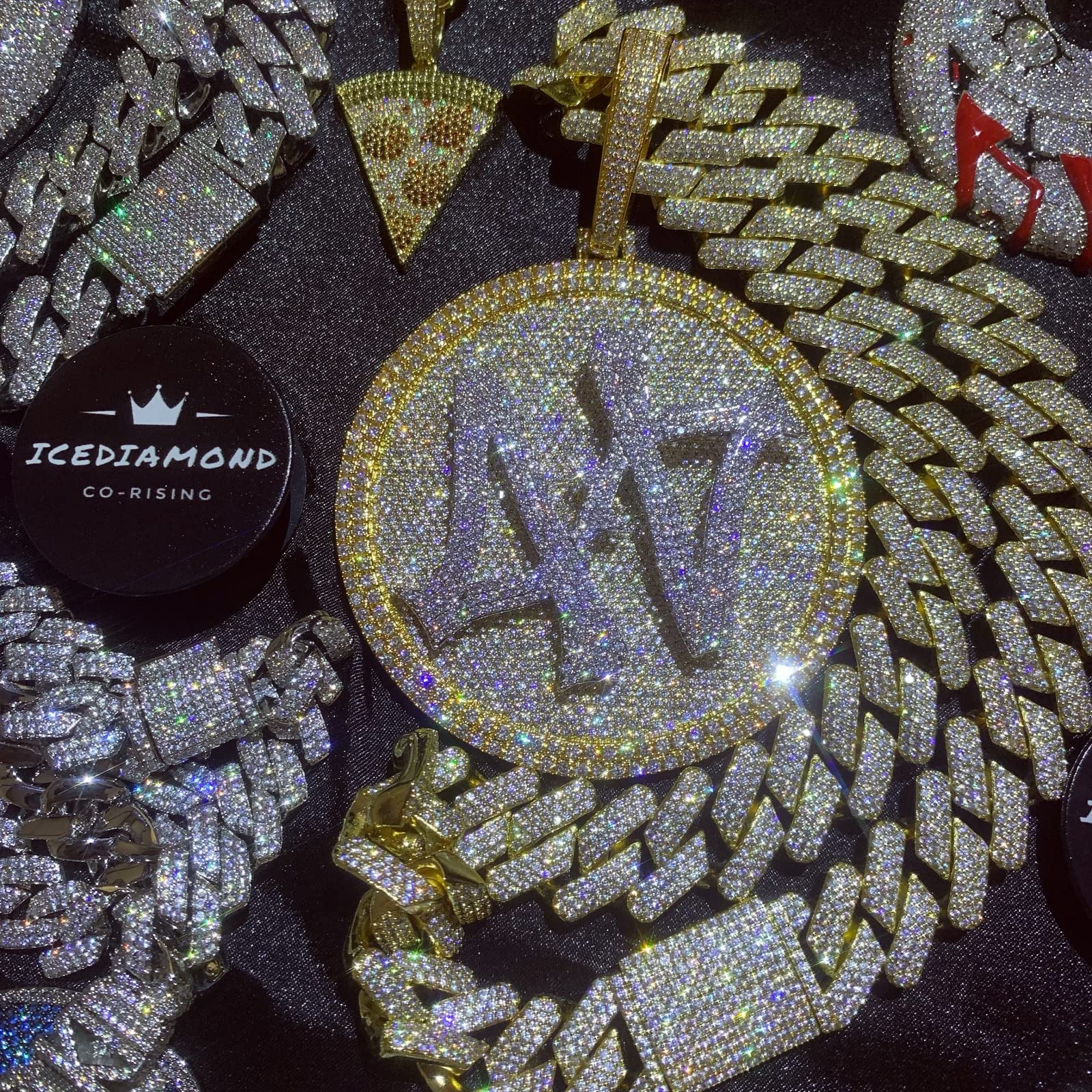 ICE DIAMOND 14K 44 Rotating Pendant with 14mm Cuban Link Chain - SirNeely Gear New York #