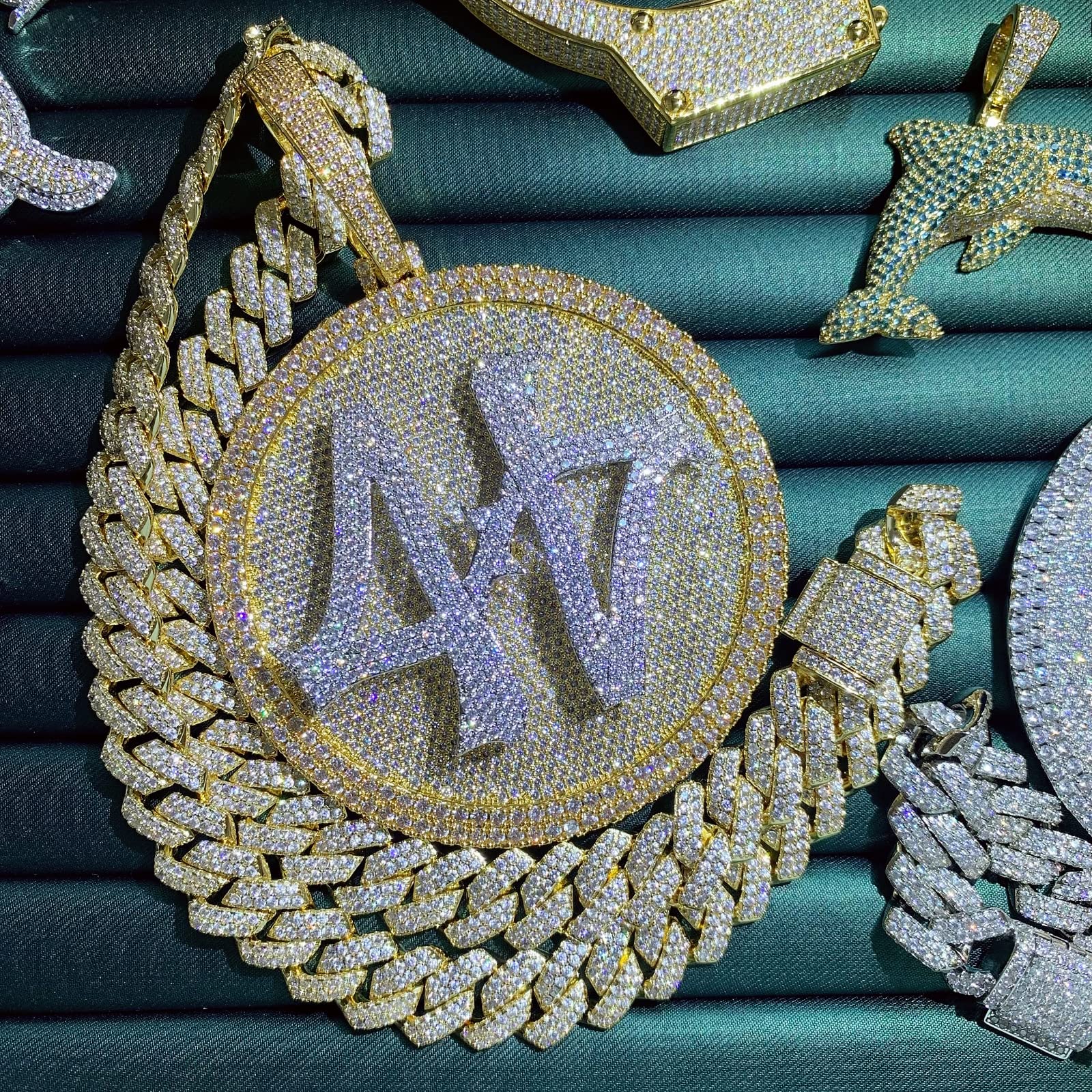 ICE DIAMOND 14K 44 Rotating Pendant with 14mm Cuban Link Chain - SirNeely Gear New York #