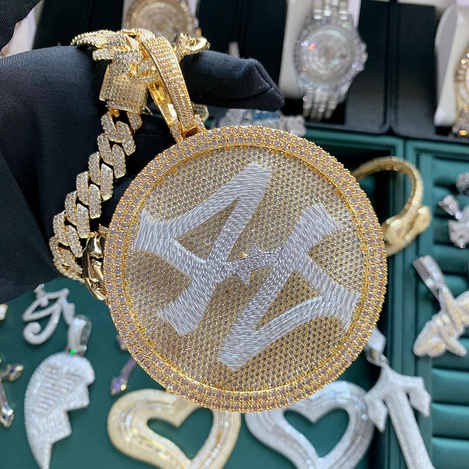 ICE DIAMOND 14K 44 Rotating Pendant with 14mm Cuban Link Chain - SirNeely Gear New York #