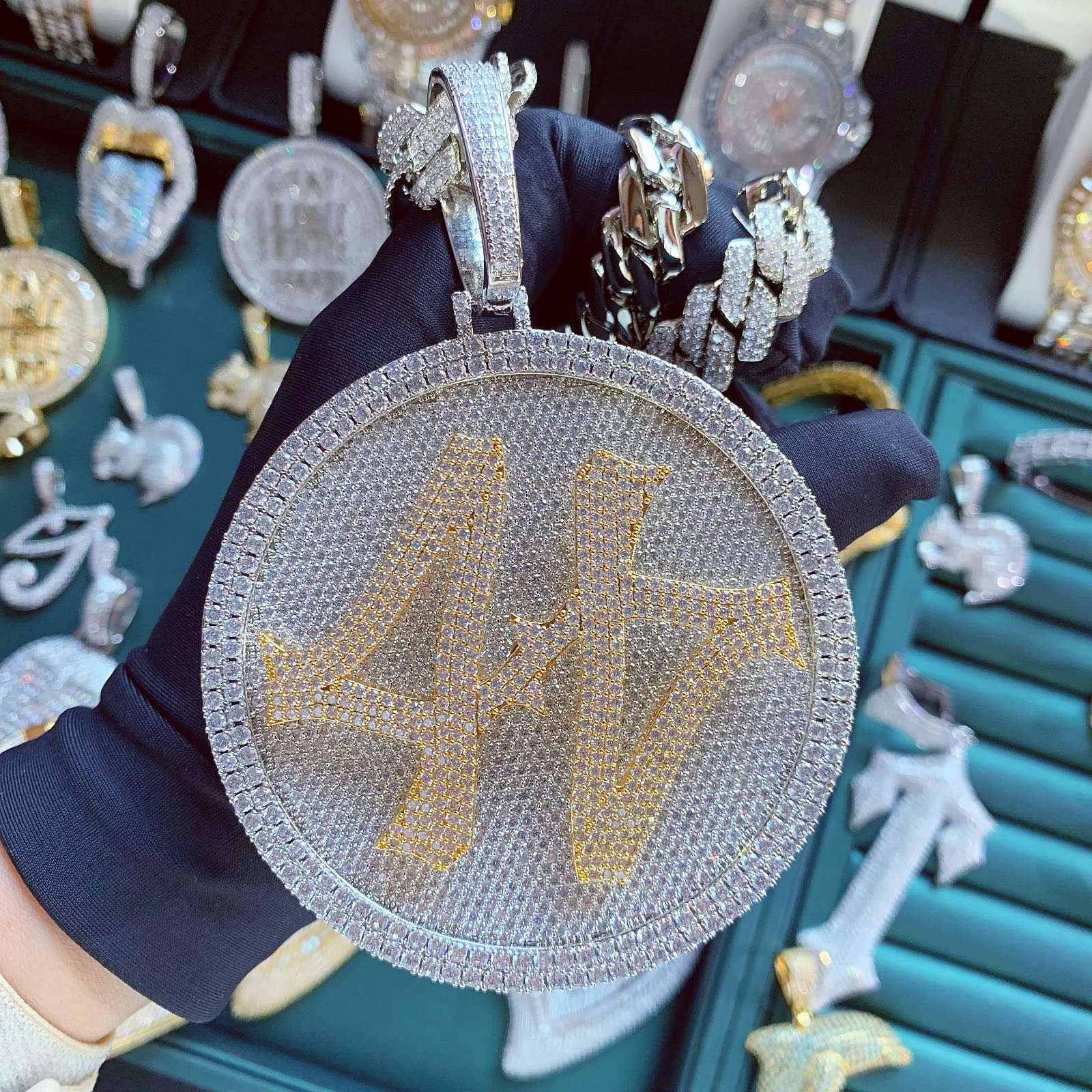 ICE DIAMOND 14K 44 Rotating Pendant with 14mm Cuban Link Chain - SirNeely Gear New York #