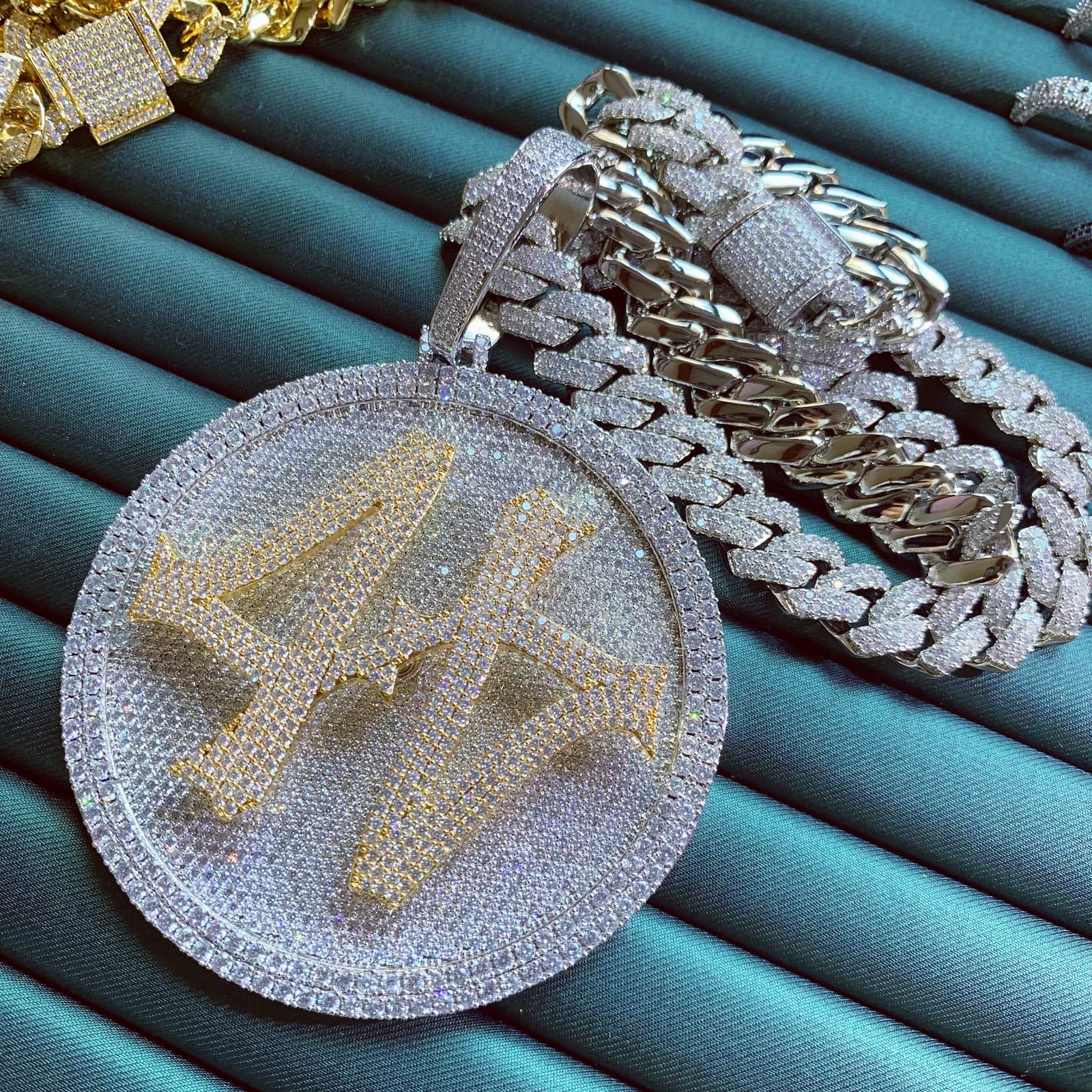 ICE DIAMOND 14K 44 Rotating Pendant with 14mm Cuban Link Chain - SirNeely Gear New York #