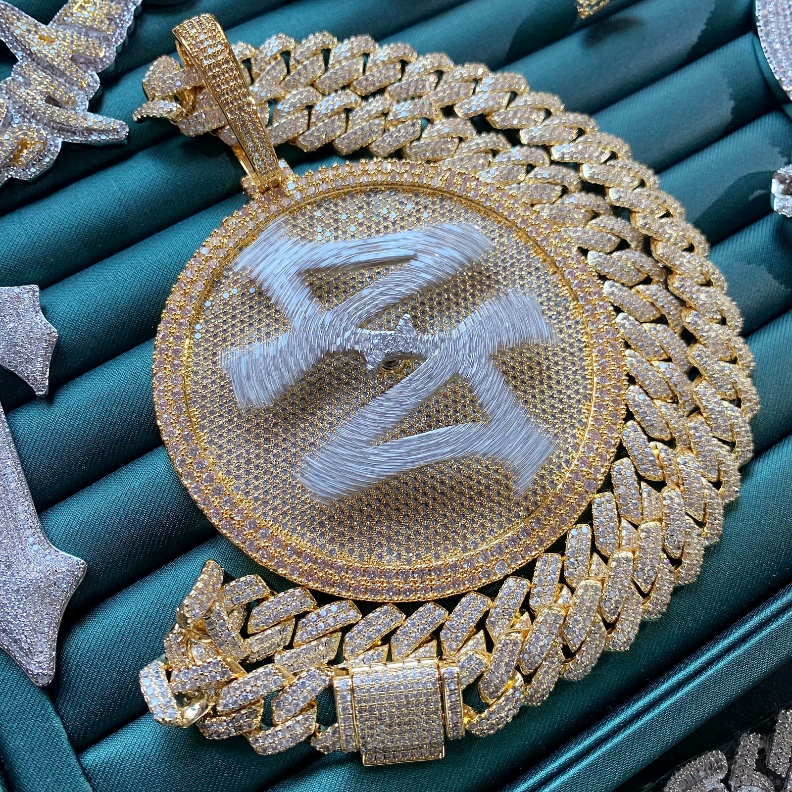 ICE DIAMOND 14K 44 Rotating Pendant with 14mm Cuban Link Chain - SirNeely Gear New York #