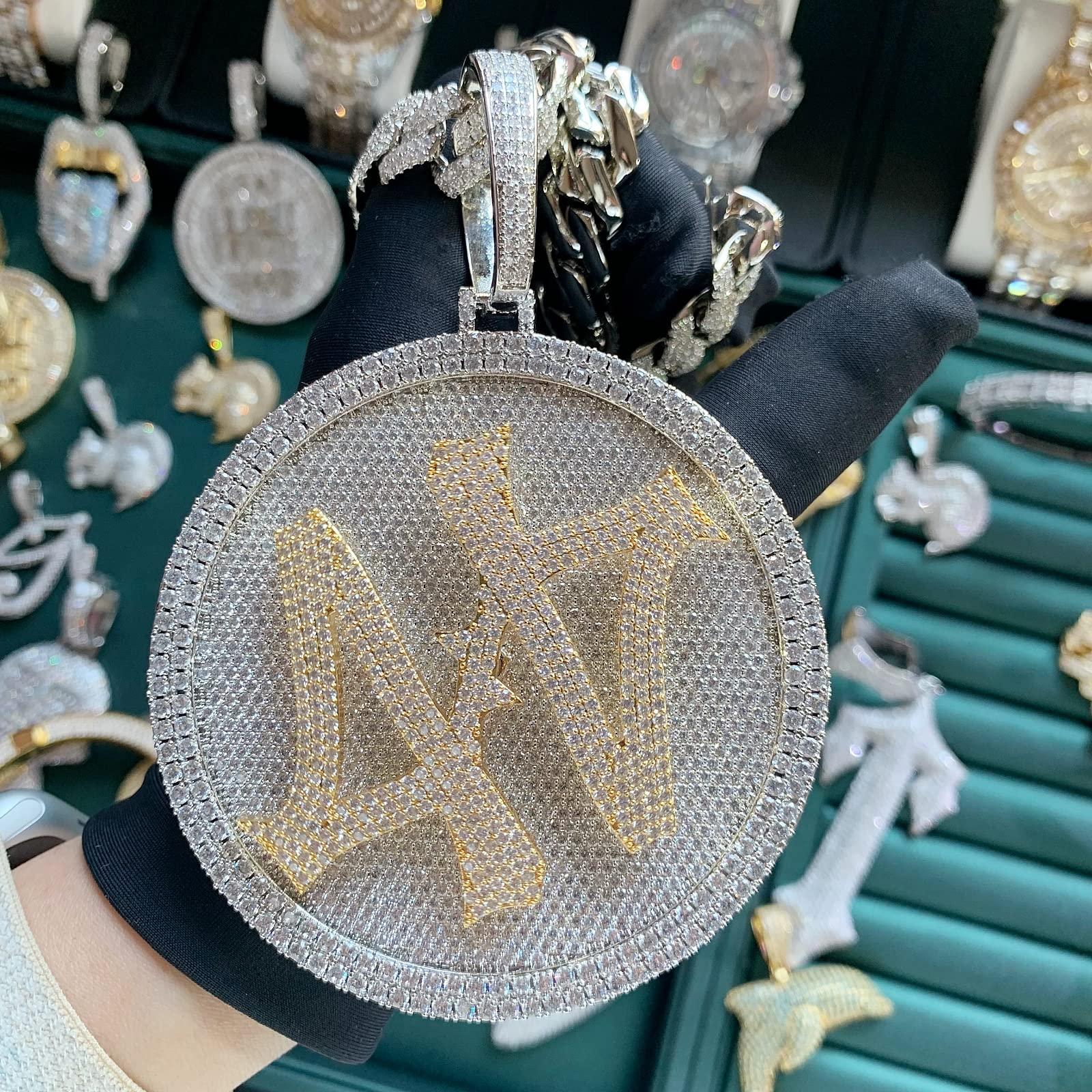 ICE DIAMOND 14K 44 Rotating Pendant with 14mm Cuban Link Chain - SirNeely Gear New York #