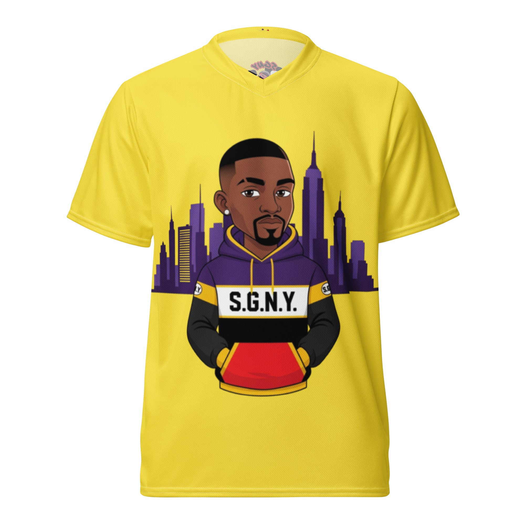 SGNY NYNY yellow unisex sports jersey front 