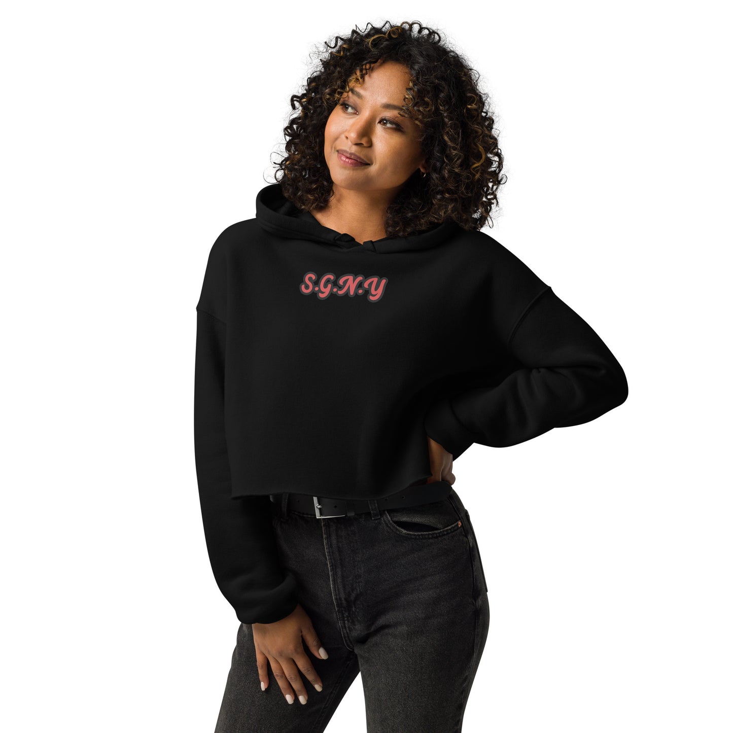 S.G.N.Y women’s cropped hoodie black front